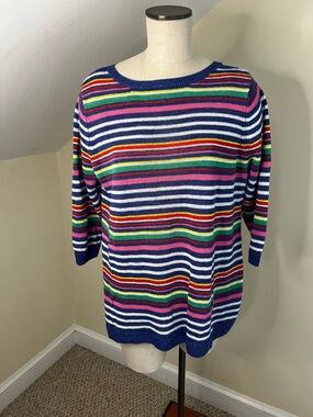 Talbots Striped Linen Knit Top Lightweight Beach Costal Cruise